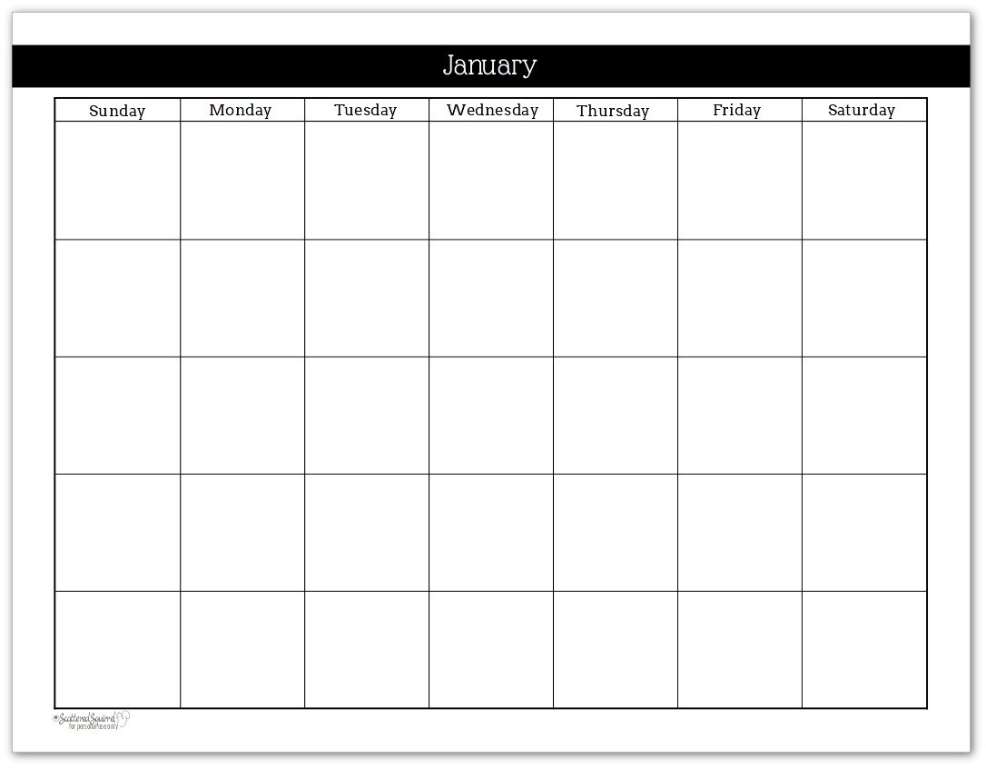 Free Printable Undated Monthly Calendar