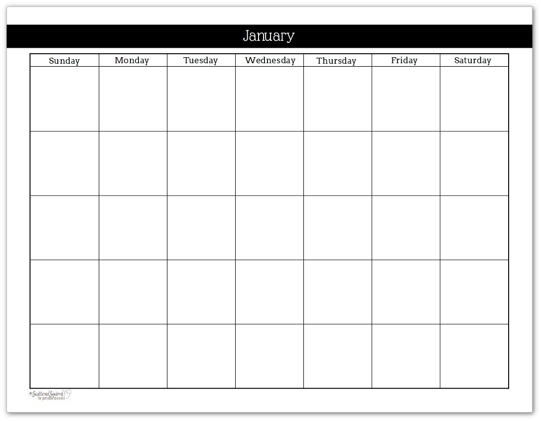 Blank Calendar No Dates Calendar Template Printable
