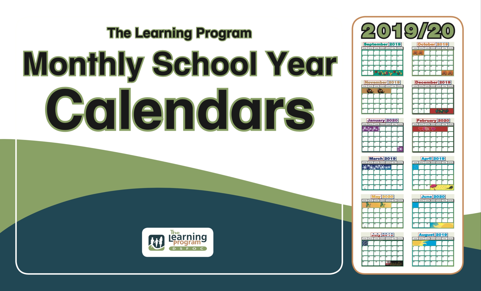 Monthly School Year Calendars-8.5 X 14 Monthly Calendar