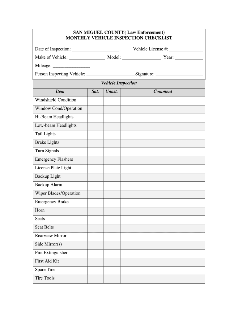 Monthly Vehicle Inspection Checklist - Fill Online-Blank Monthly Checklist Printable