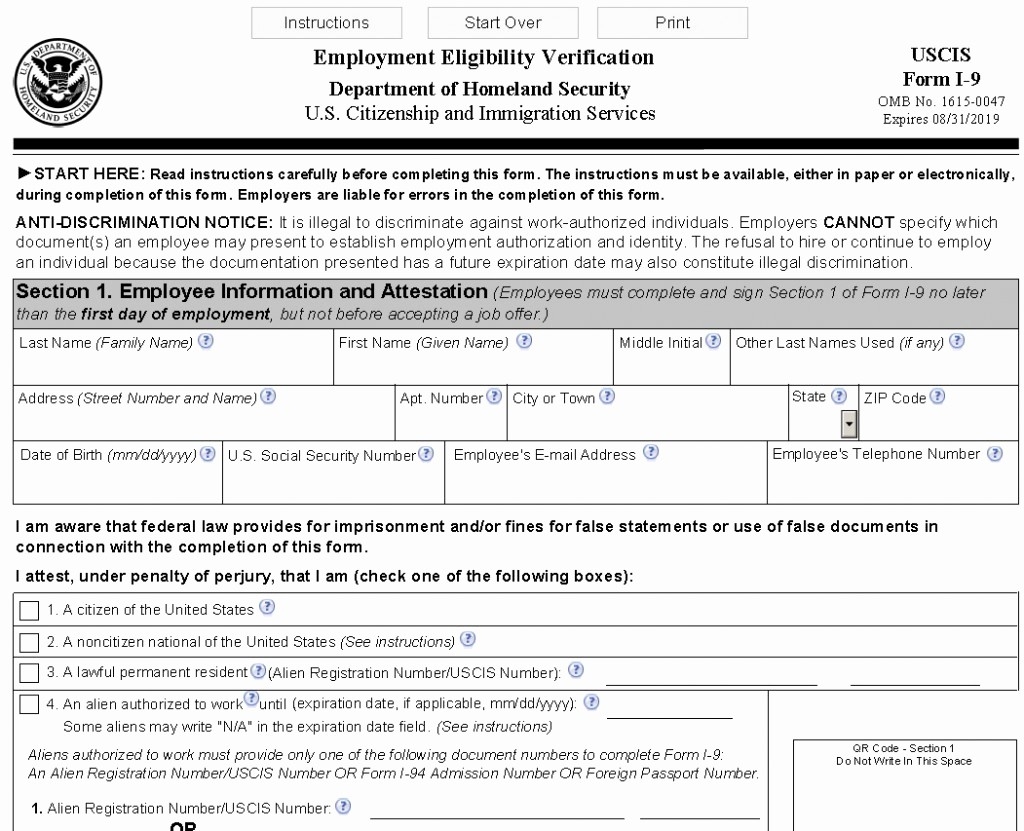 Fillable I9 Form For Printable Forms Free Online 1672