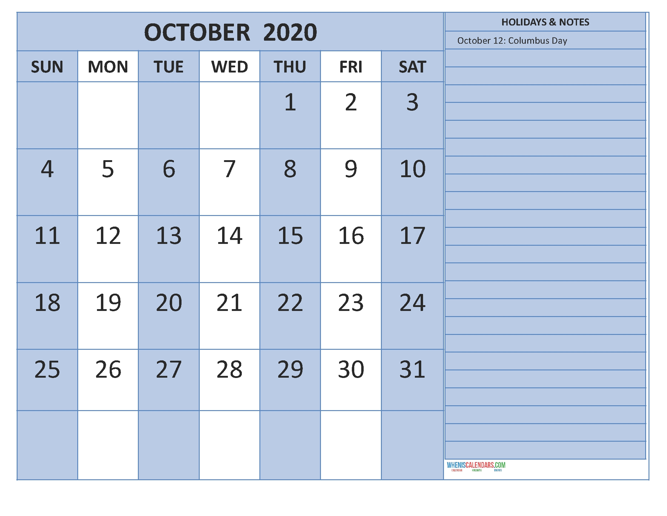October 2020 Calendar With Holidays Word, Pdf | Free-October 2020 Calendar Jewish Holidays