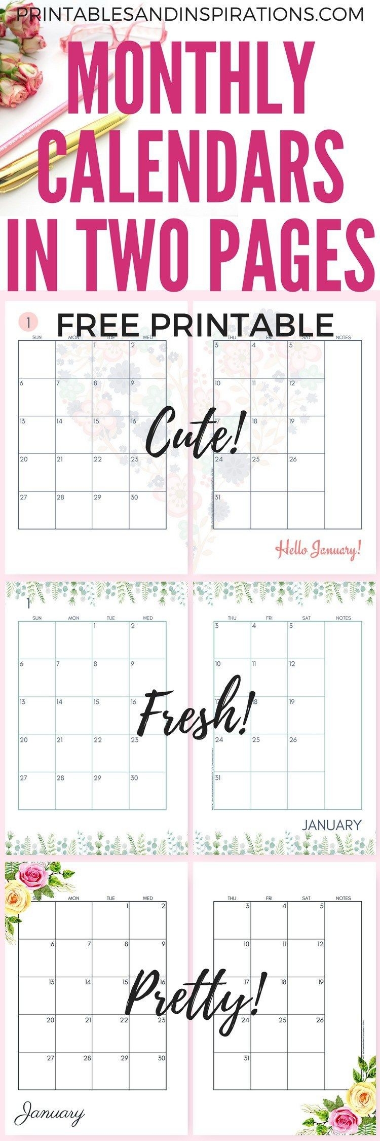 Pin On Printables-Free Two Page Monthly Planner Templates