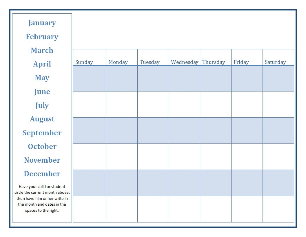 Preschool Calendars-Printable Monthly Calendar For Pre-K