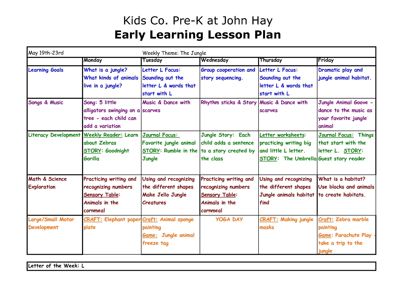 Printable Template Childcare Lesson Plan 2020 | Calendar Template Printable