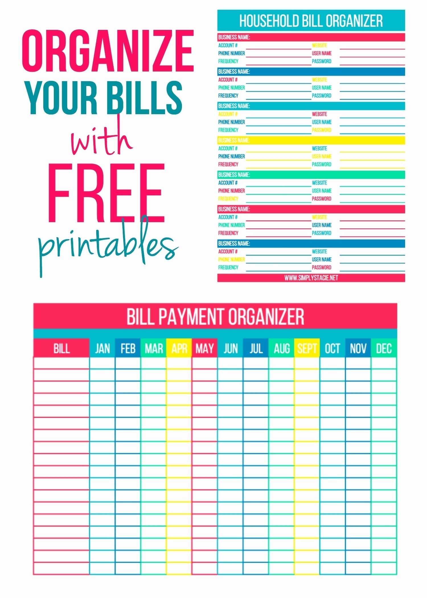 Free Monthly Bill Organizer Spreadsheet