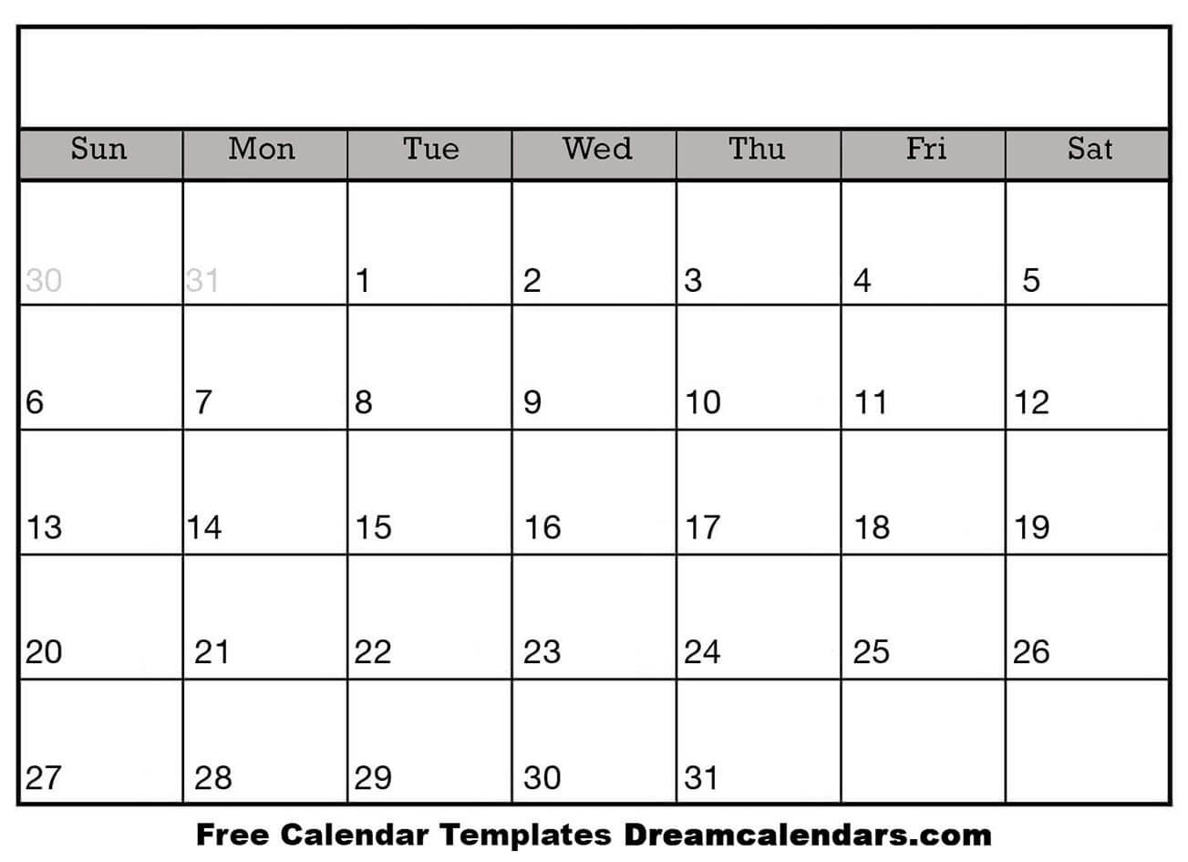 Printable Blank Calendar 2020 | Dream Calendars-Blank Calendar Page Printable