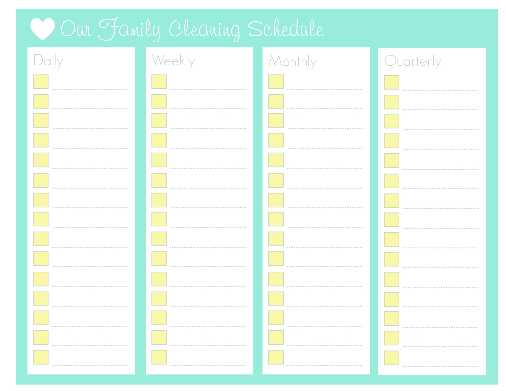 daily schedule checklist template printable free