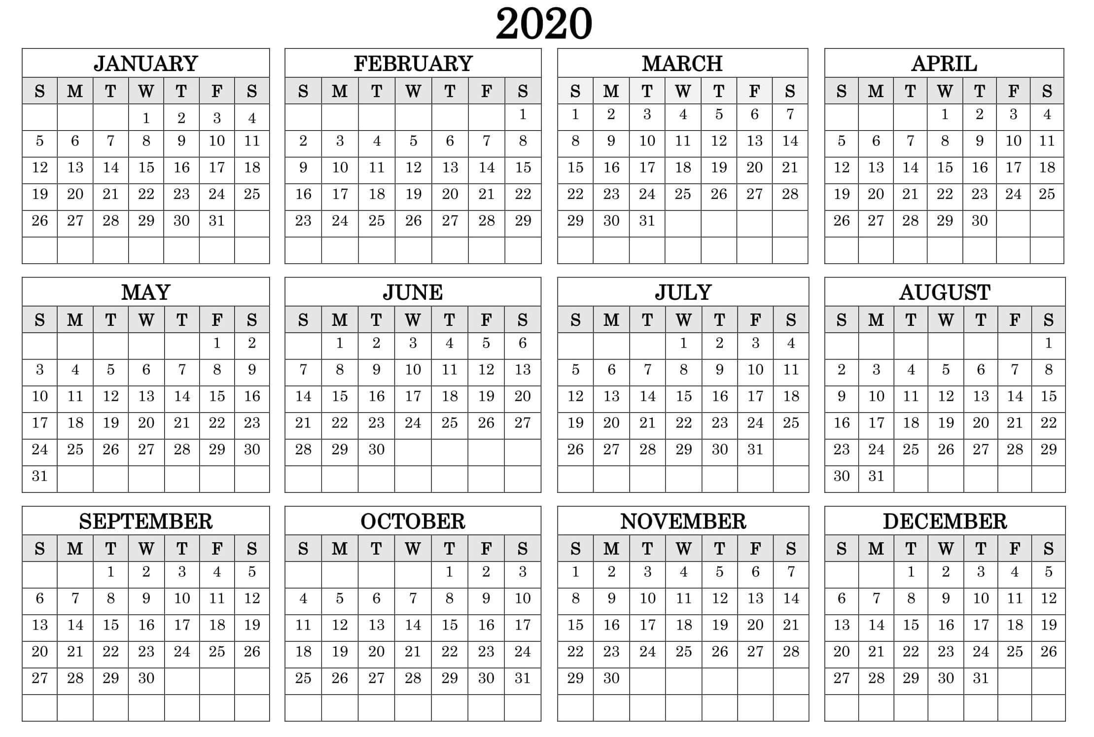 12 Month At A Glance Fill In Template Calendar Calendar Template 