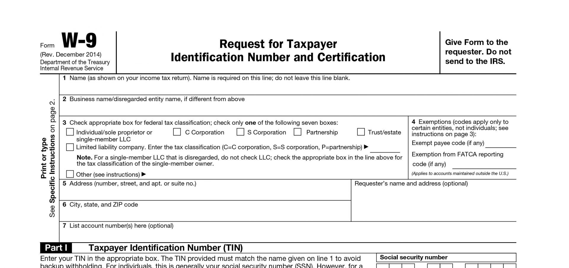 Printable Irs W-9 Blank 2019 - 2020 For Free Use-Blank 2020 W 9