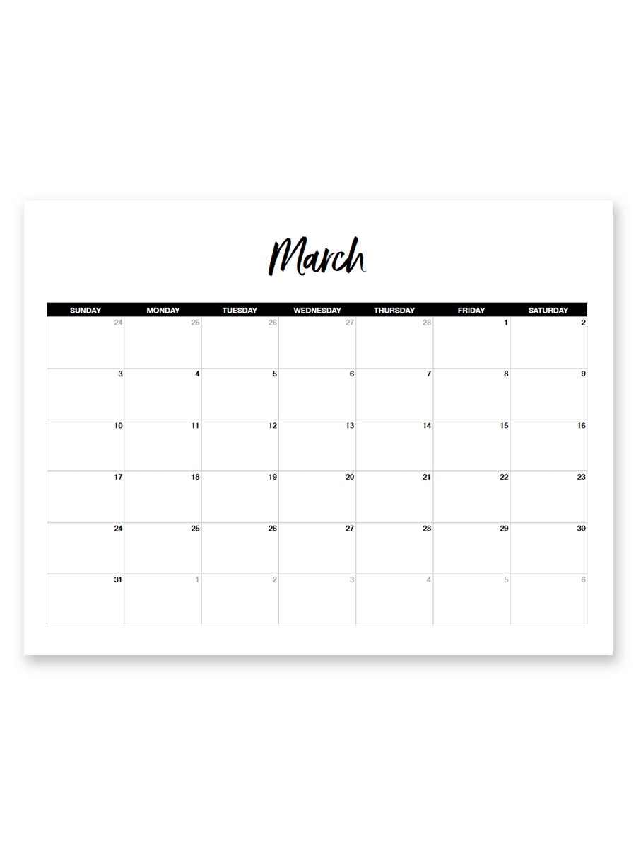 Printable March 2019 Calendar (Minimal | Free Printable-Free Printable Monday-Friday Monthly Calendar