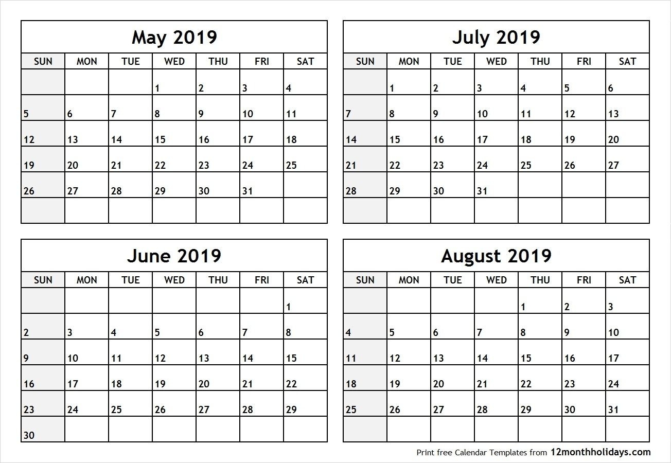 Printable May June July 2019 Calendar | Calendar March-Blank Calendar June July August