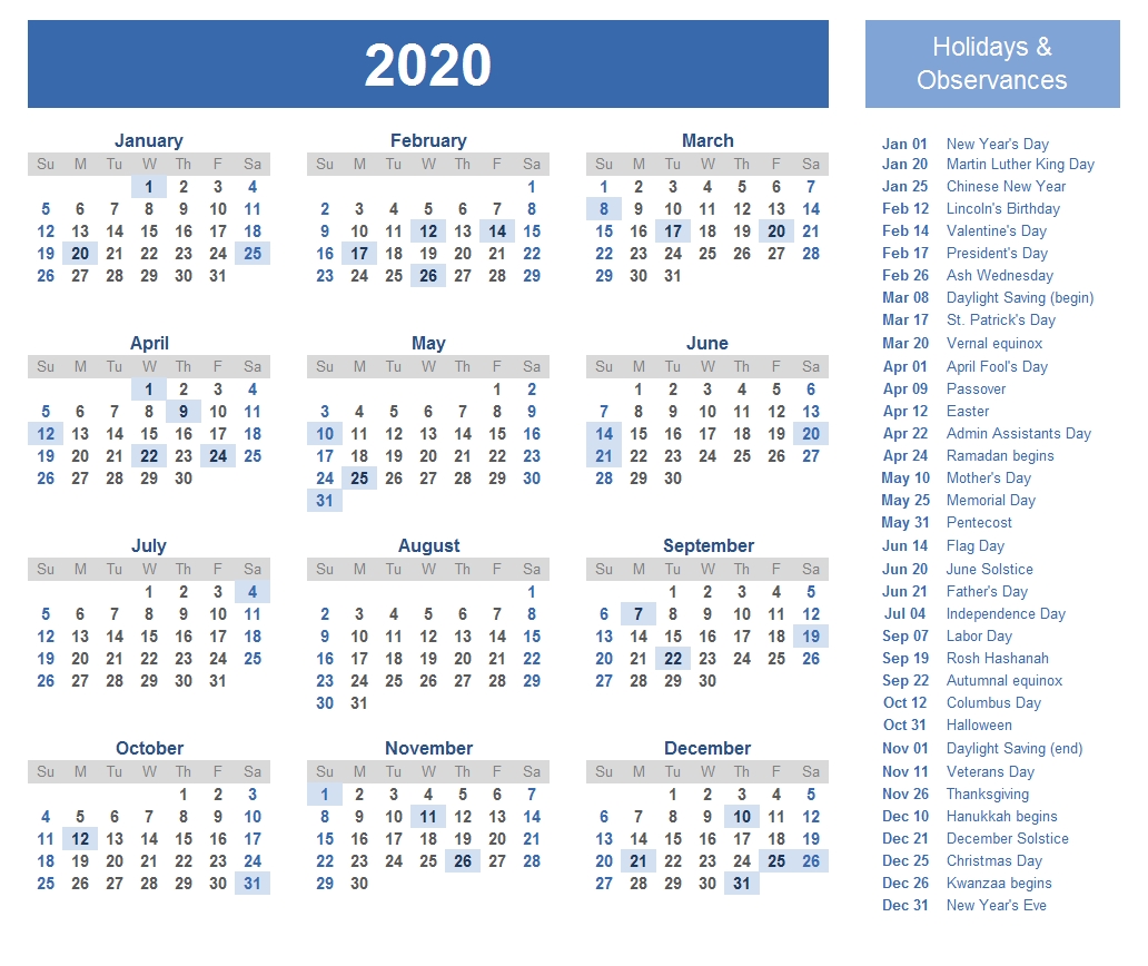 Printable Template Calendar-Jewish Holidays 2020 Calendar