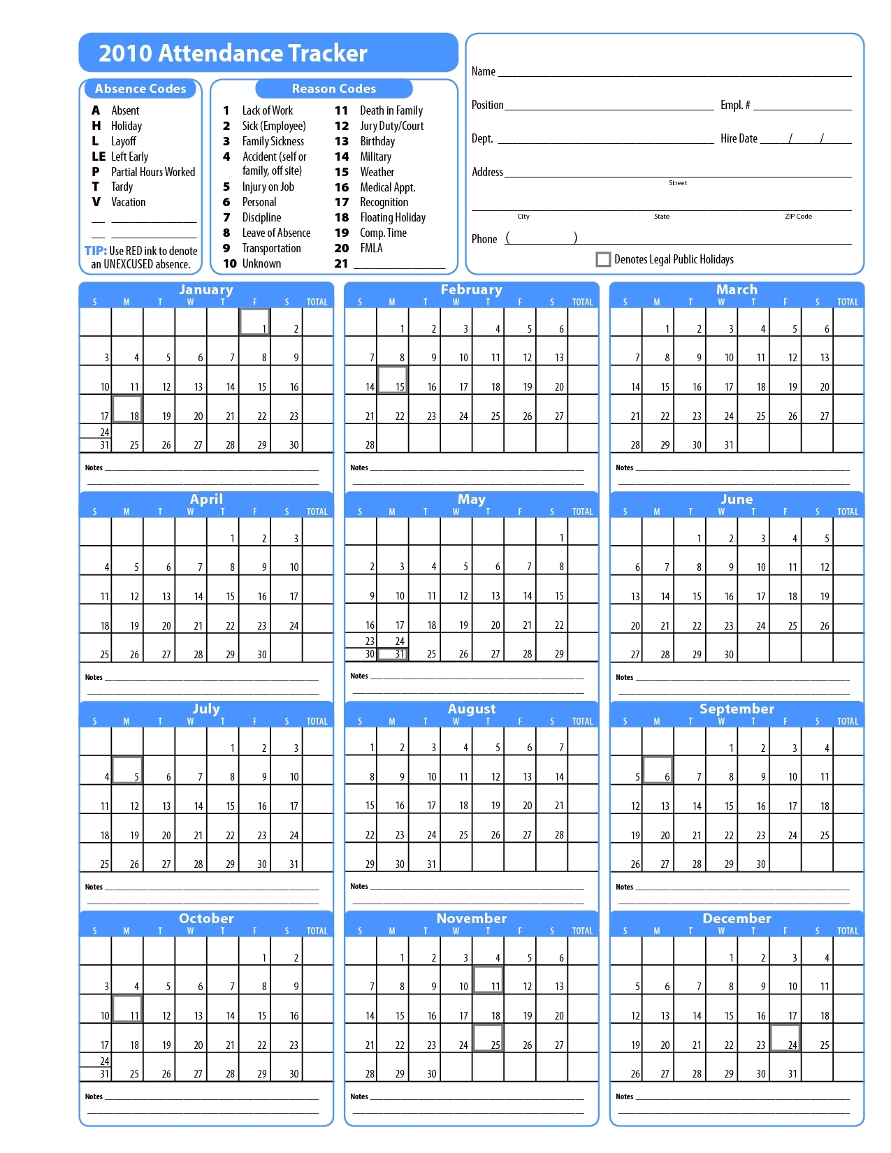 Reading Week Ryerson 2020 - Calendar Inspiration Design-Print Blank Attendance Calendar 2020