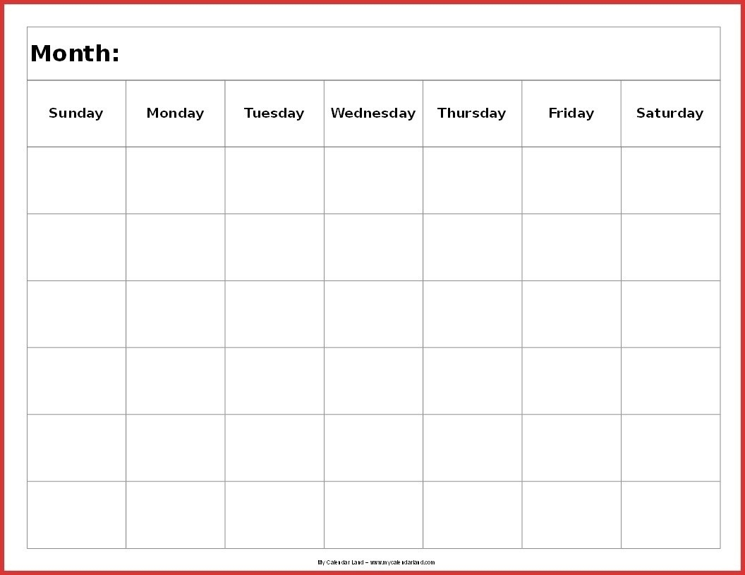 6 Week Blank Calendar Printable Free