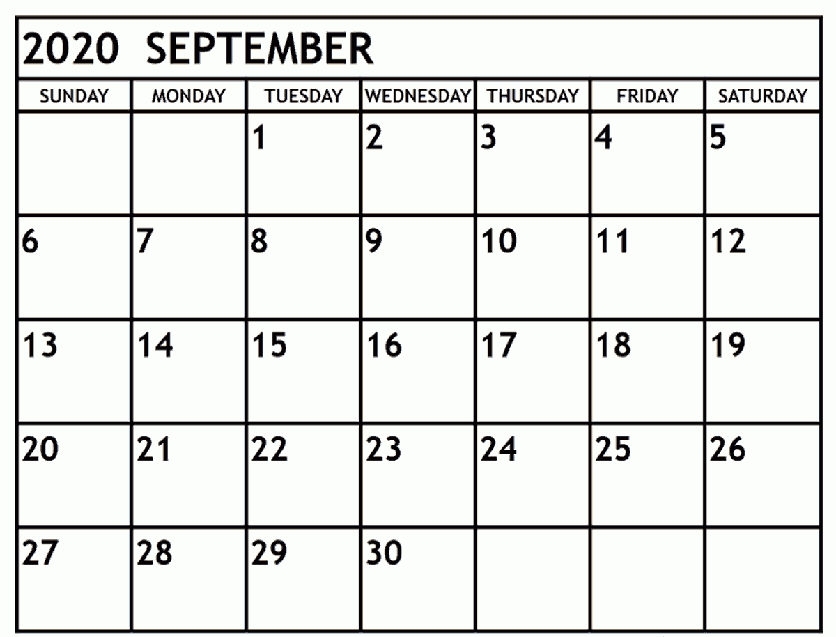 September 2020 Calendar Template | Calendar 2019 Printable-June August 2020 Calendar Template