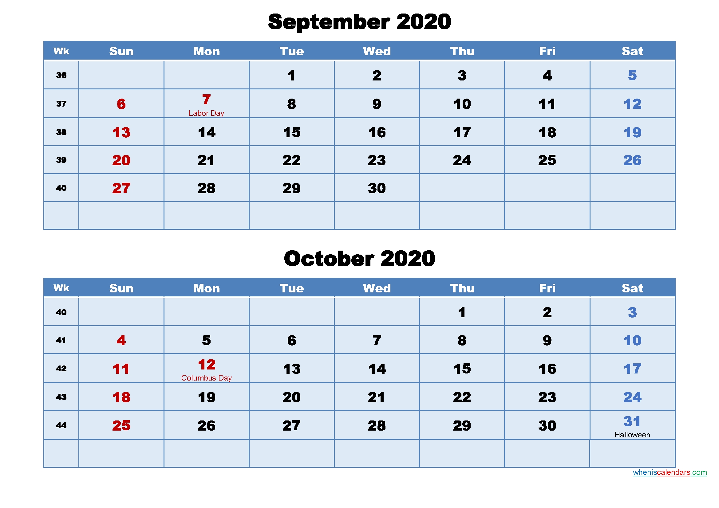 September And October 2020 Calendar With Holidays | Free-October 2020 Calendar Jewish Holidays
