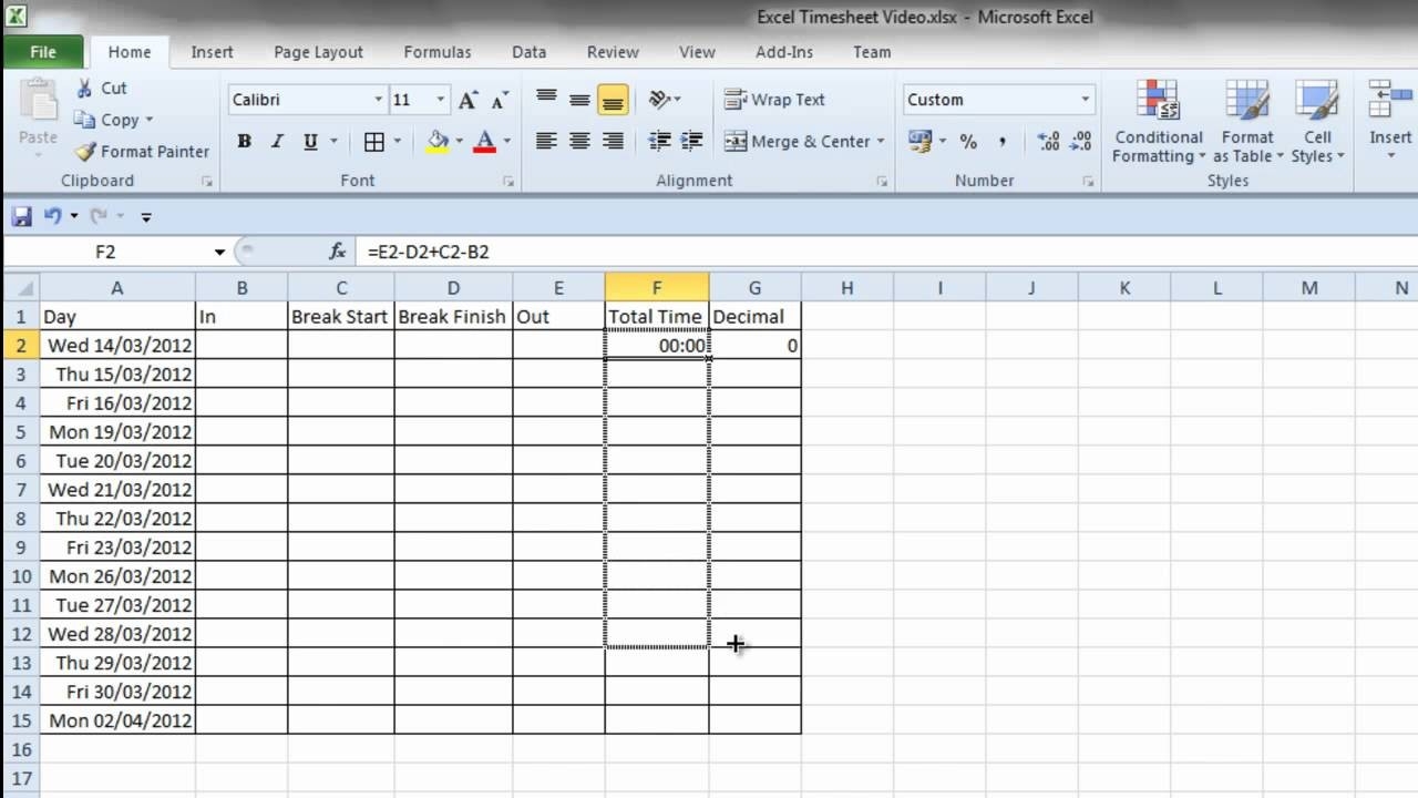 excel timesheet template calculate hours