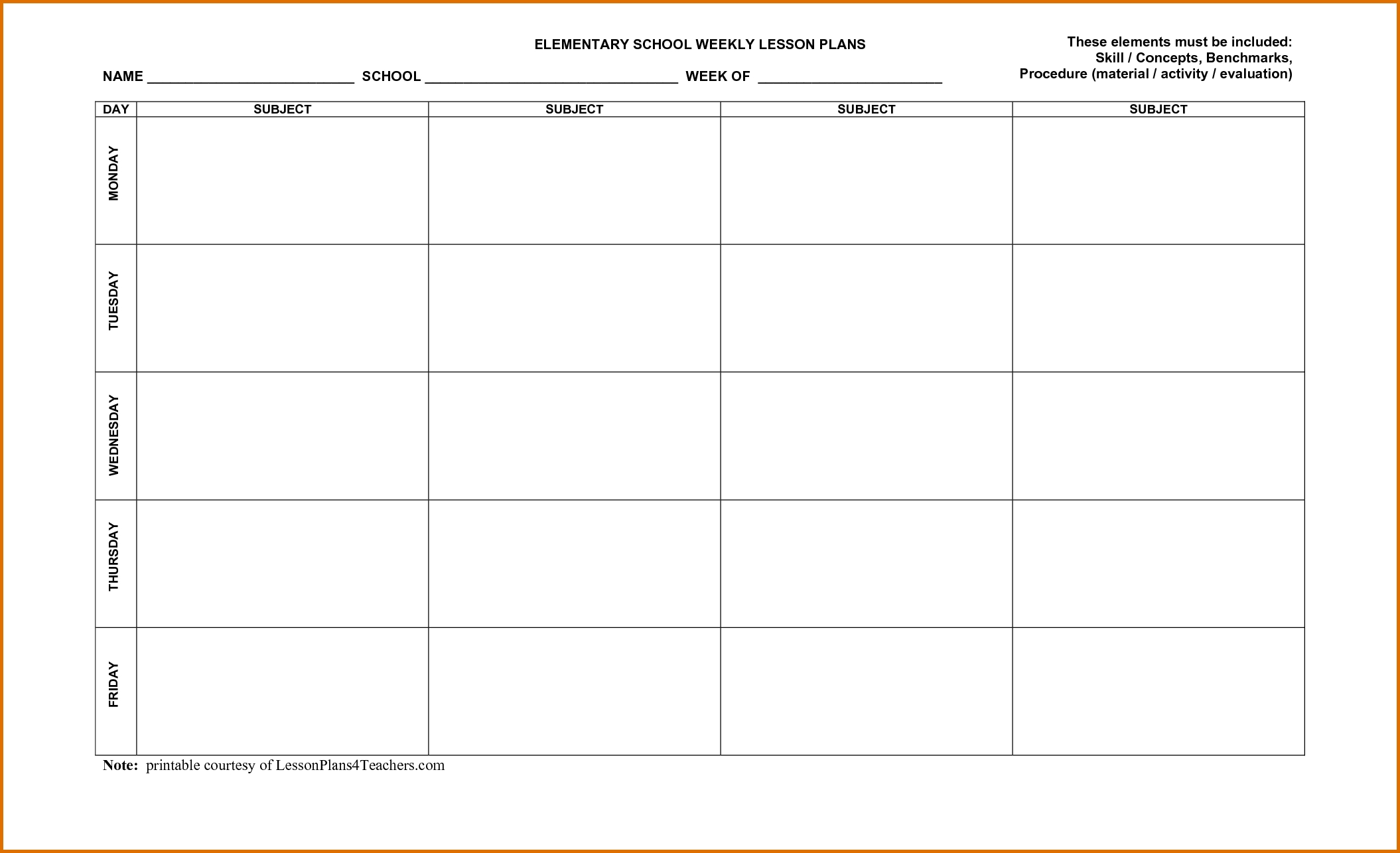 Templates For Curriculum Planning - Google Search | Weekly-Weekly Lesson Plan Calendar Template