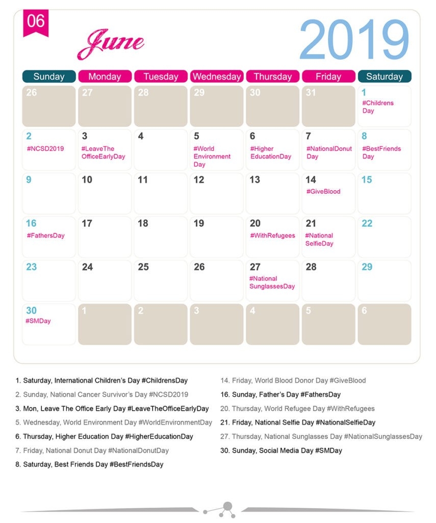 The 2019 Social Media Holiday Calendar - Make A Website Hub-National Food Days Monthly