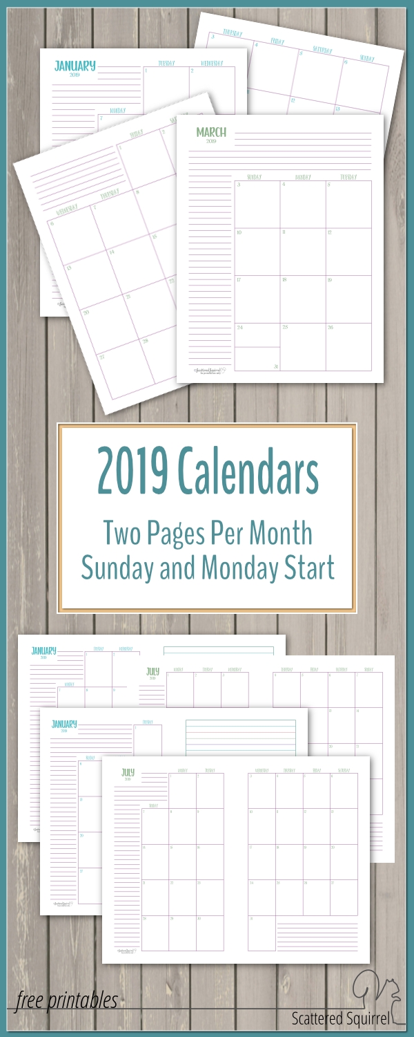 The Two Pages Per Month 2019 Calendars Are Ready-Free Two Page Monthly Planner Templates