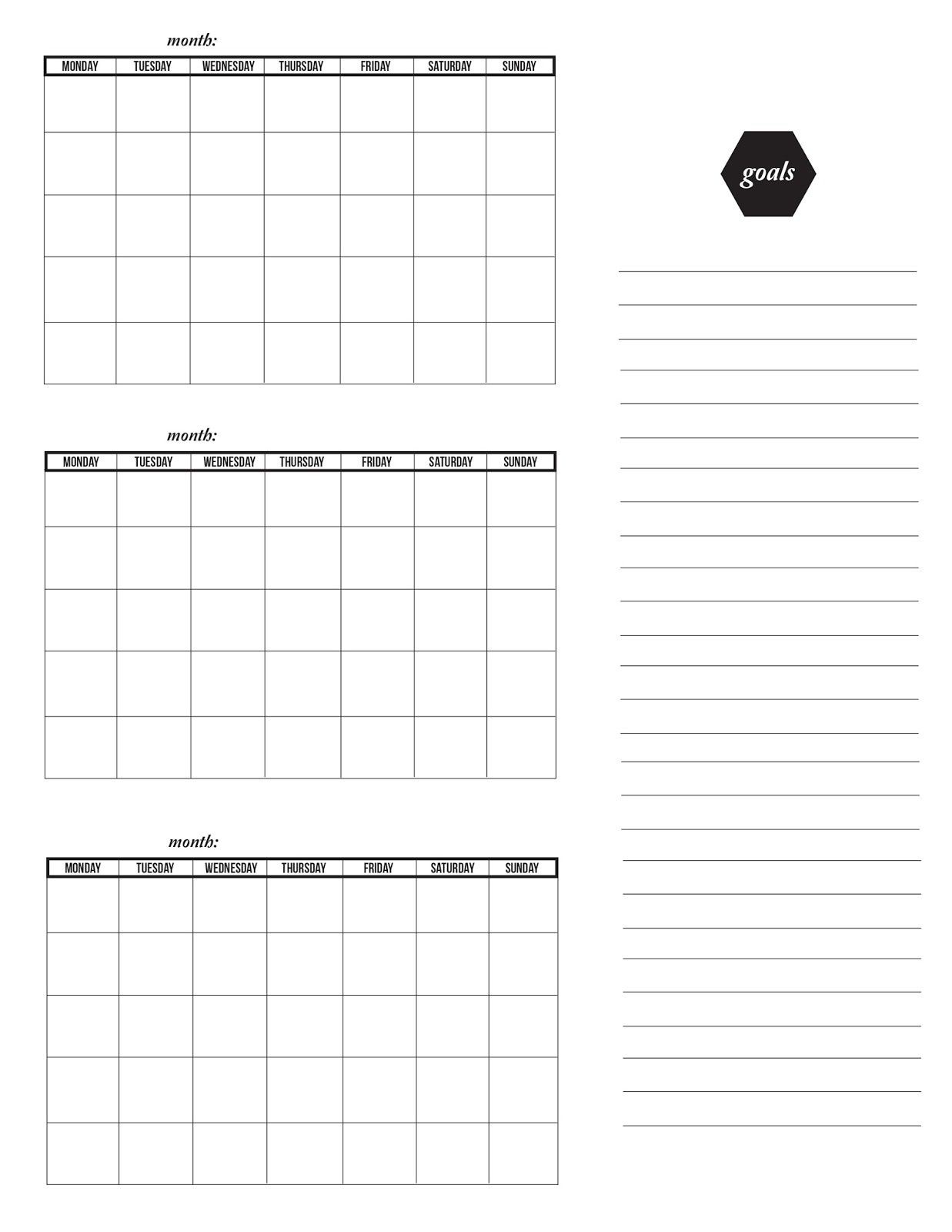 Blank Calendar Printable Three Months Togather Calendar Template