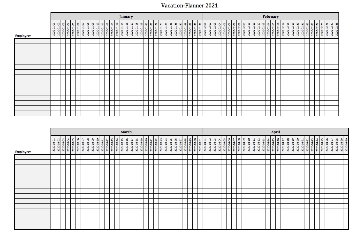 Vacation-Planner 2020-Staff Vacation Calendar Template