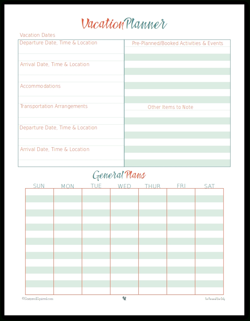 Vacation Planner Printables | Travel Itinerary Template-Blank Disney Itinerary Template