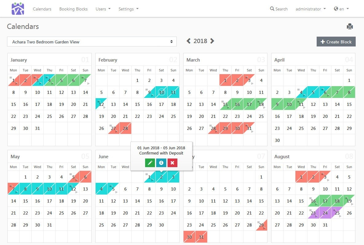 Vacation Rentals Booking Calendar-Free Reservation Calendar Template