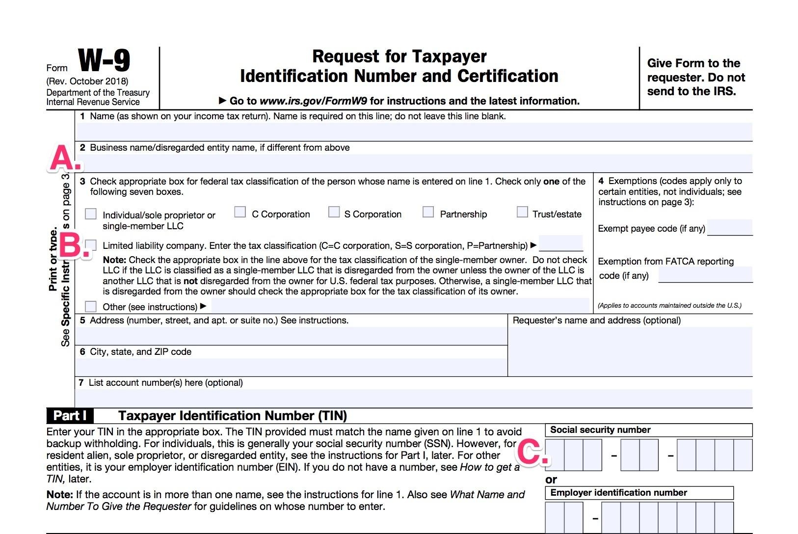 W9 Tax Form Blank 2020 Calendar Template Printable