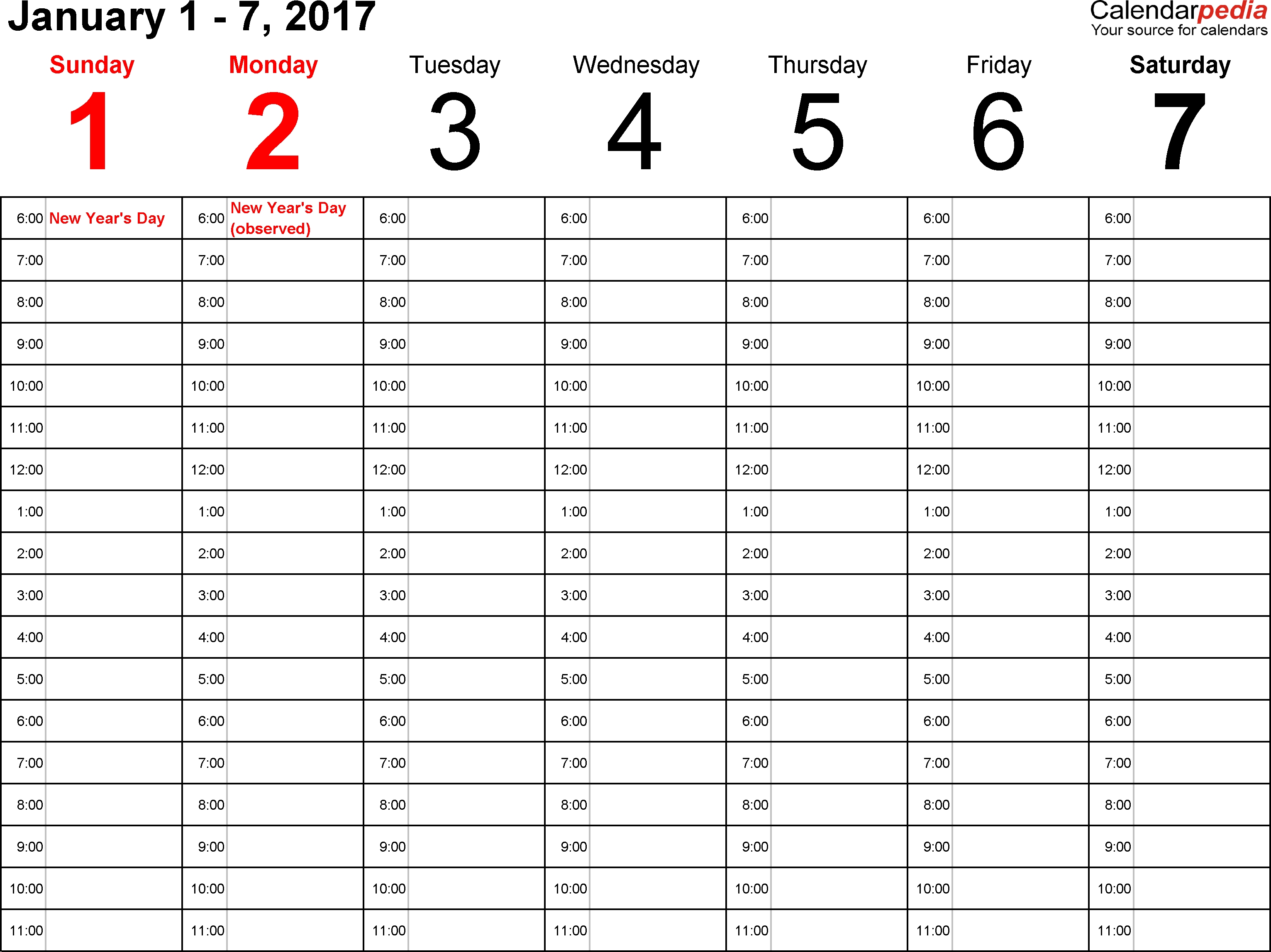 Weekly Calendars 2017 For Pdf - 12 Free Printable Templates-7 Week Calendar Template