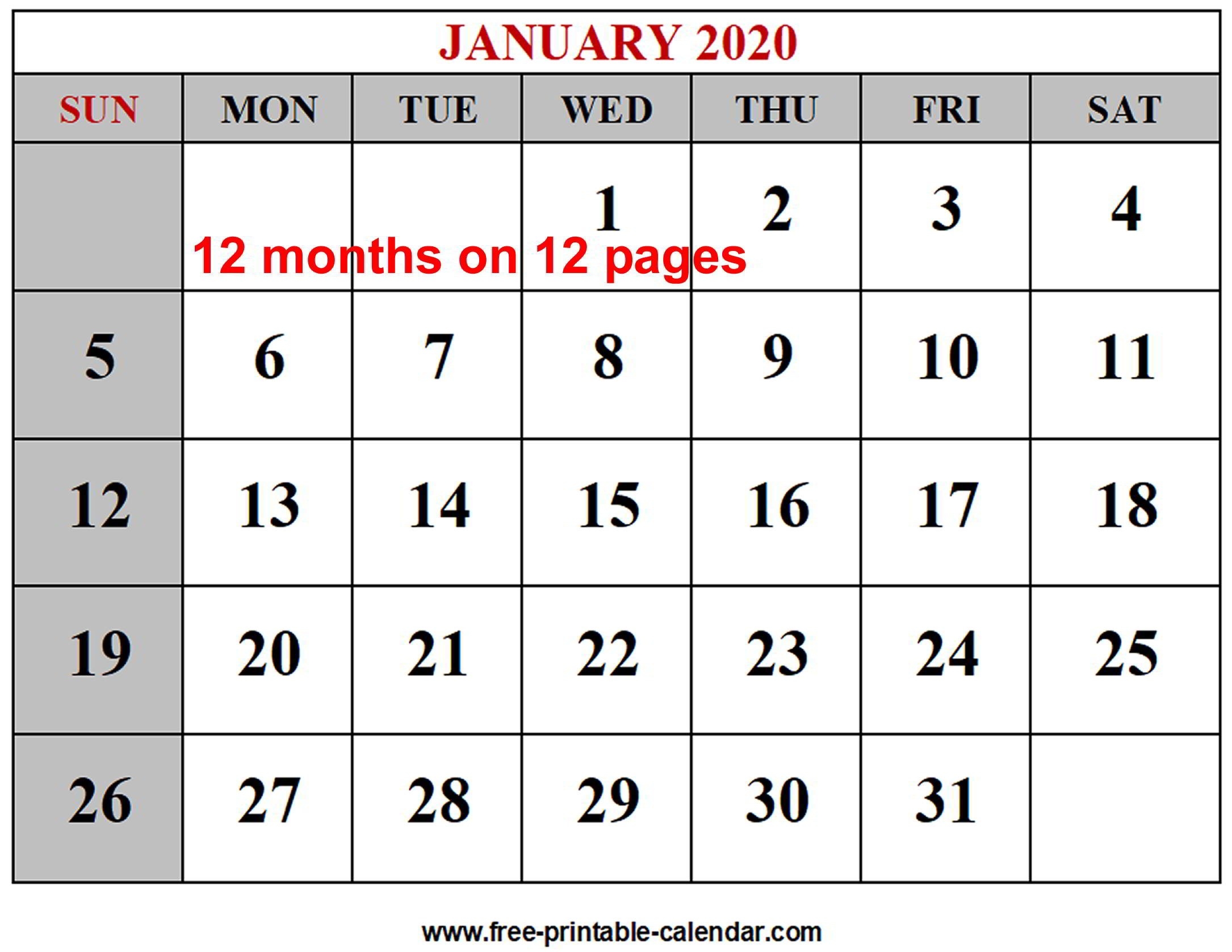 Year 2020 Calendar Templates - Free-Printable-Calendar-Free 2 Page Monthly Calendar 2020