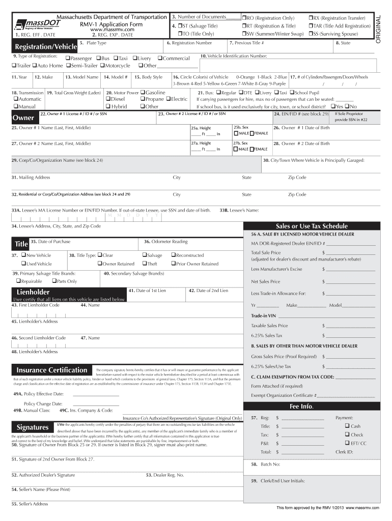 2013-2020 Form Ma Rmv-1 Fill Online, Printable, Fillable-Mas.gov 2020 Blank W9