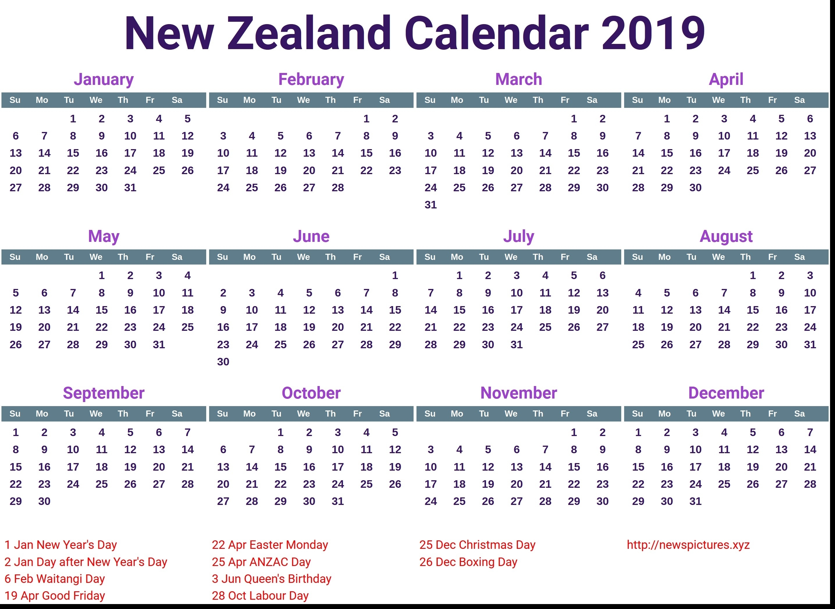 School Holidays Nz Calendar | Calendar Template Printable