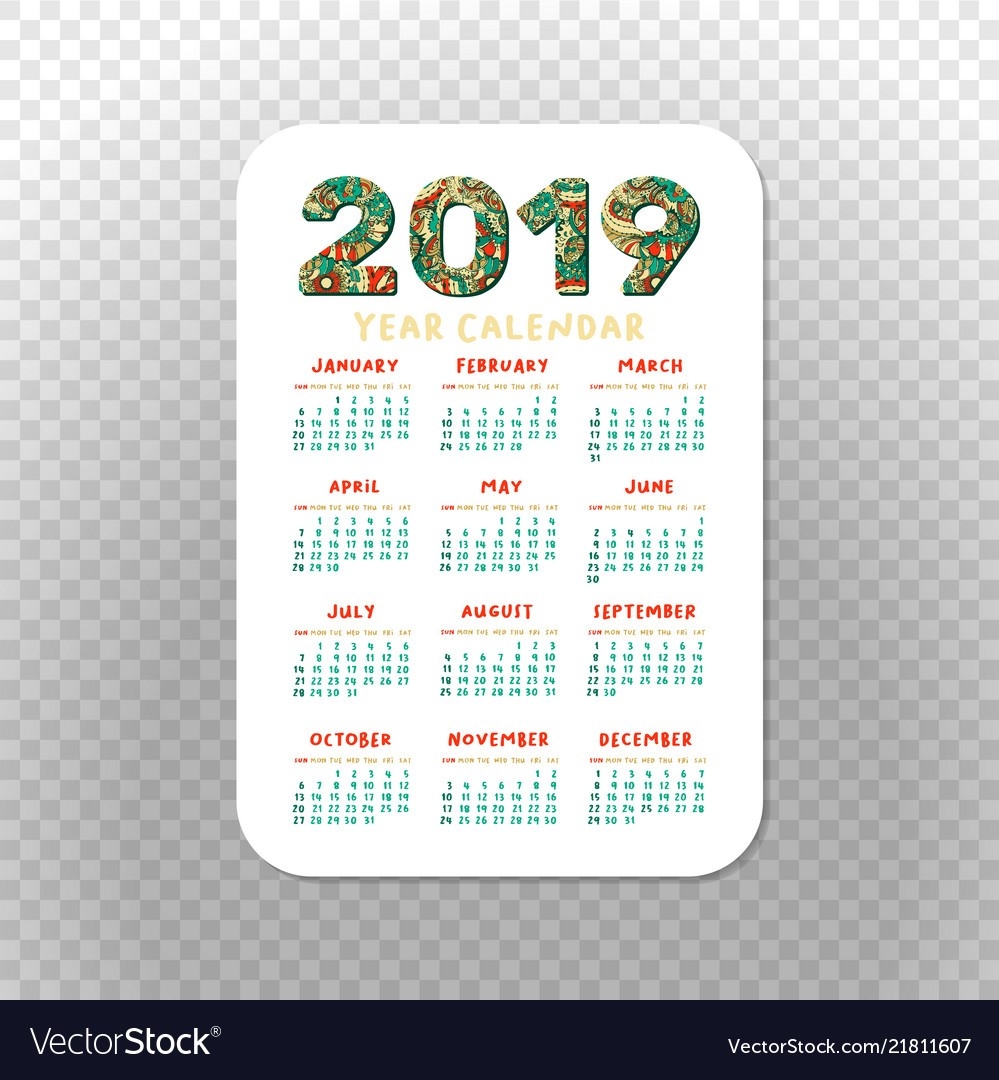 2019 Calendar Template For Pocket Calendar Basic-2 Year Pocket Calendar Template