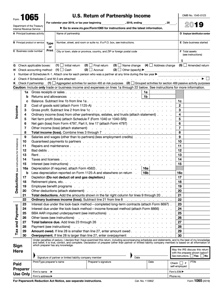 2019 Form Irs 1065 Fill Online, Printable, Fillable, Blank-Blank Irs Forms To Print