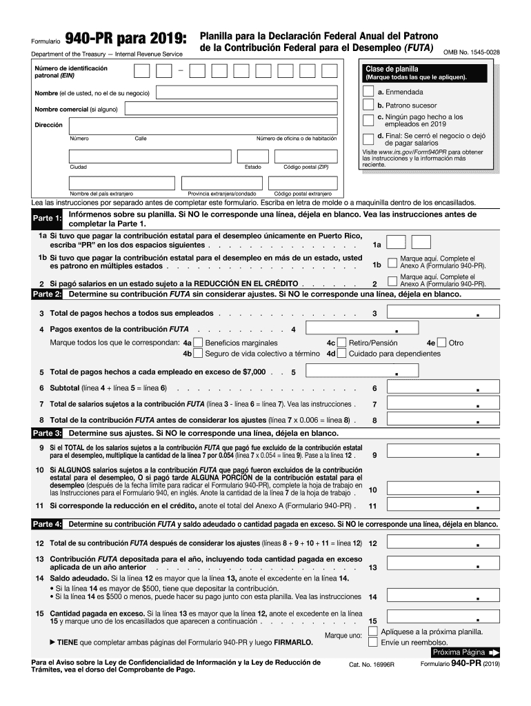 2019 Form Irs 940-Pr Fill Online, Printable, Fillable, Blank-Mas.gov 2020 Blank W9