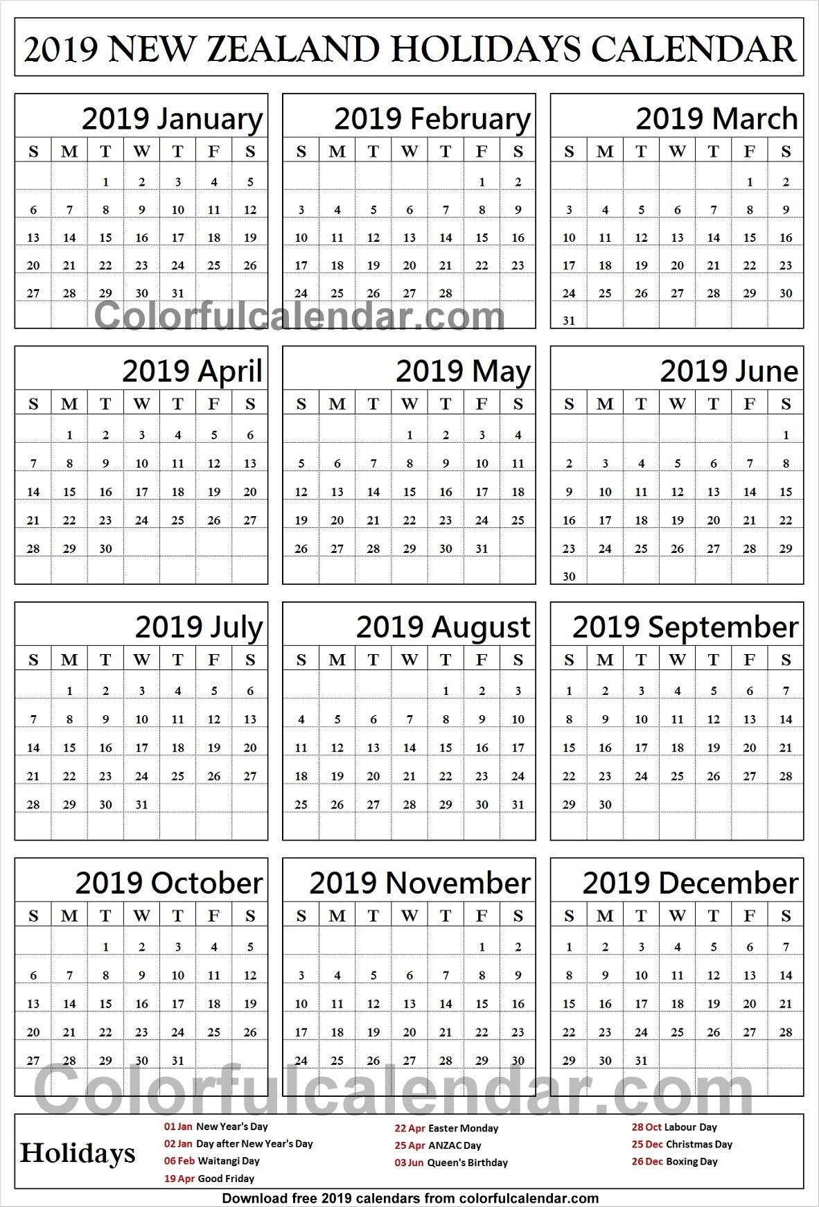 2019 School Holidays New Zealand Calendar | 2019 Calendar-School Holidays Nz Calendar