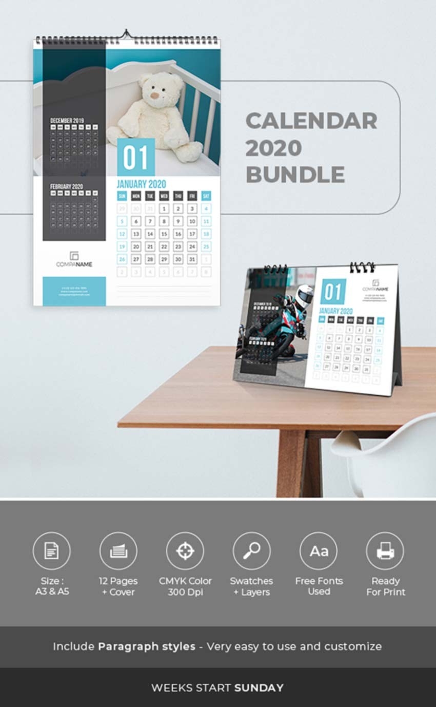26 Best Indesign Calendar Templates (New For 2020)-2020 Calendar Template Indesign