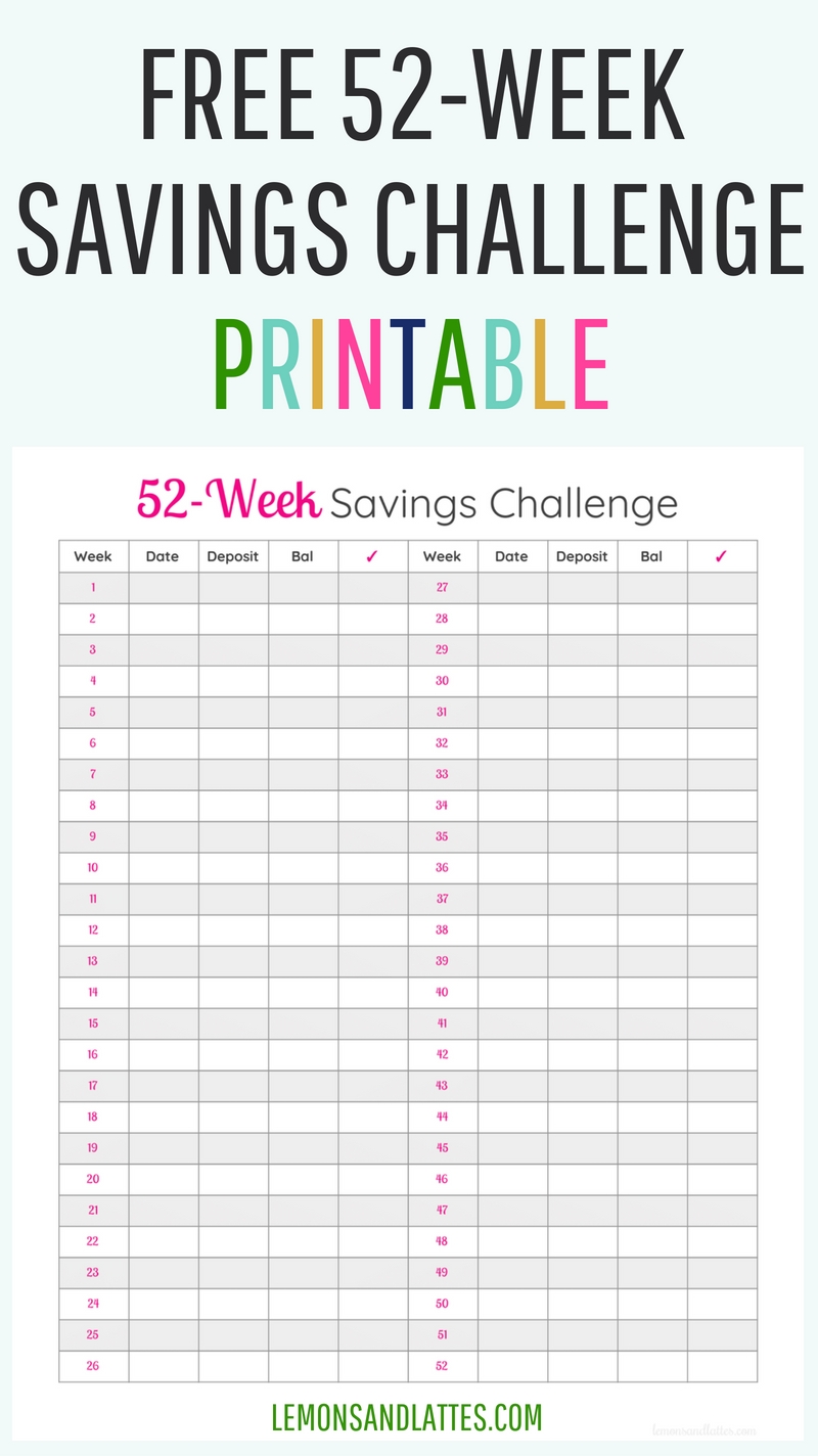 52-Week Money Challenge Printable 2020 | 52 Week Money-Free Monthly Bill Printable 2020