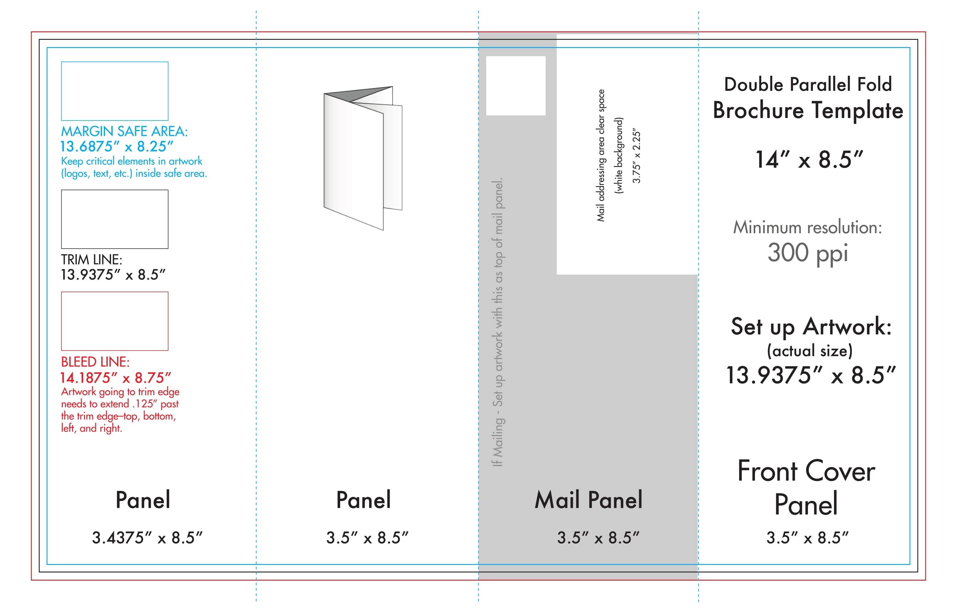8.5&quot; X 14&quot; Double Parallel Brochure Template - U.s. Press-8.5 X 14 Blank Calendar Templates