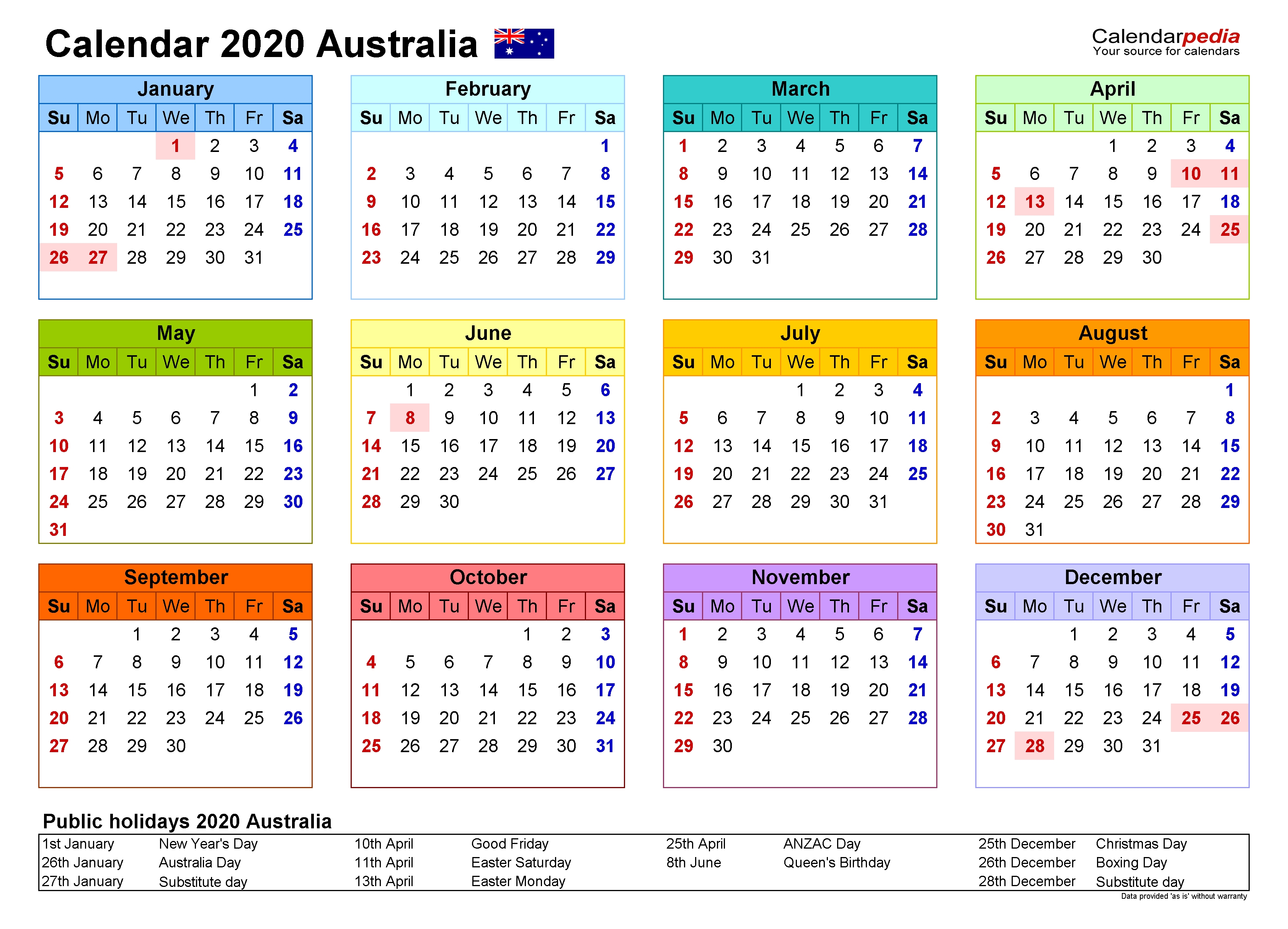 Financial Calendar Template Australia 2020-2020 | Calendar ...