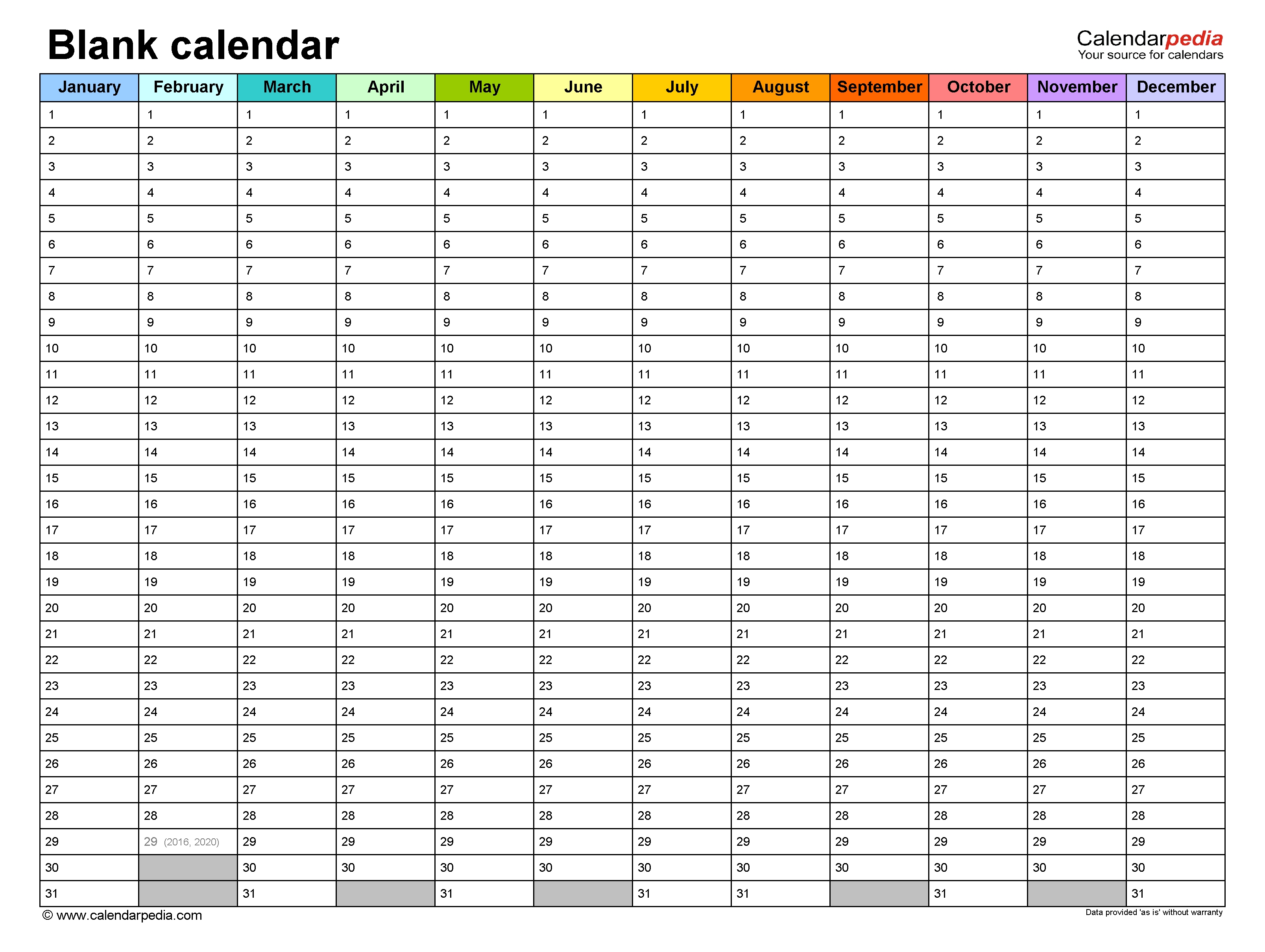 Blank Calendars - Free Printable Microsoft Word Templates-Blank Calendar Template No Dates