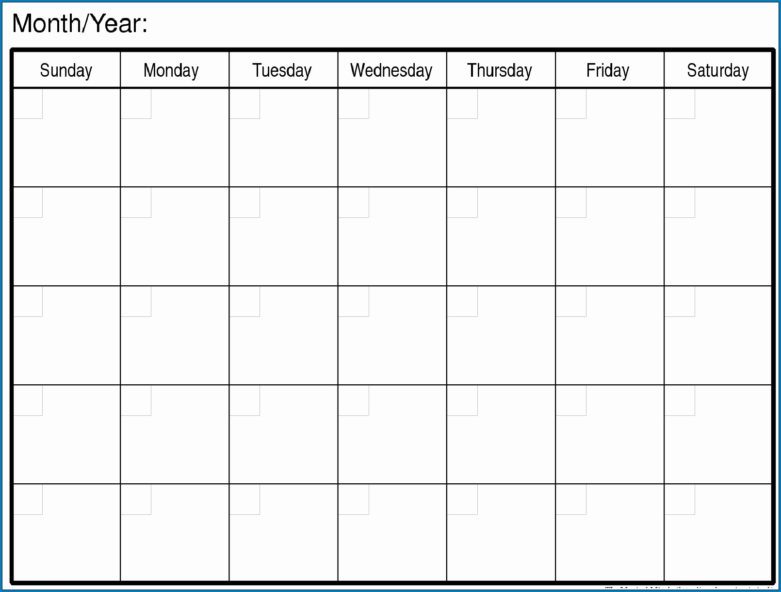 Free Blank Printable Monthly Calendar Monday Friday Calendar 