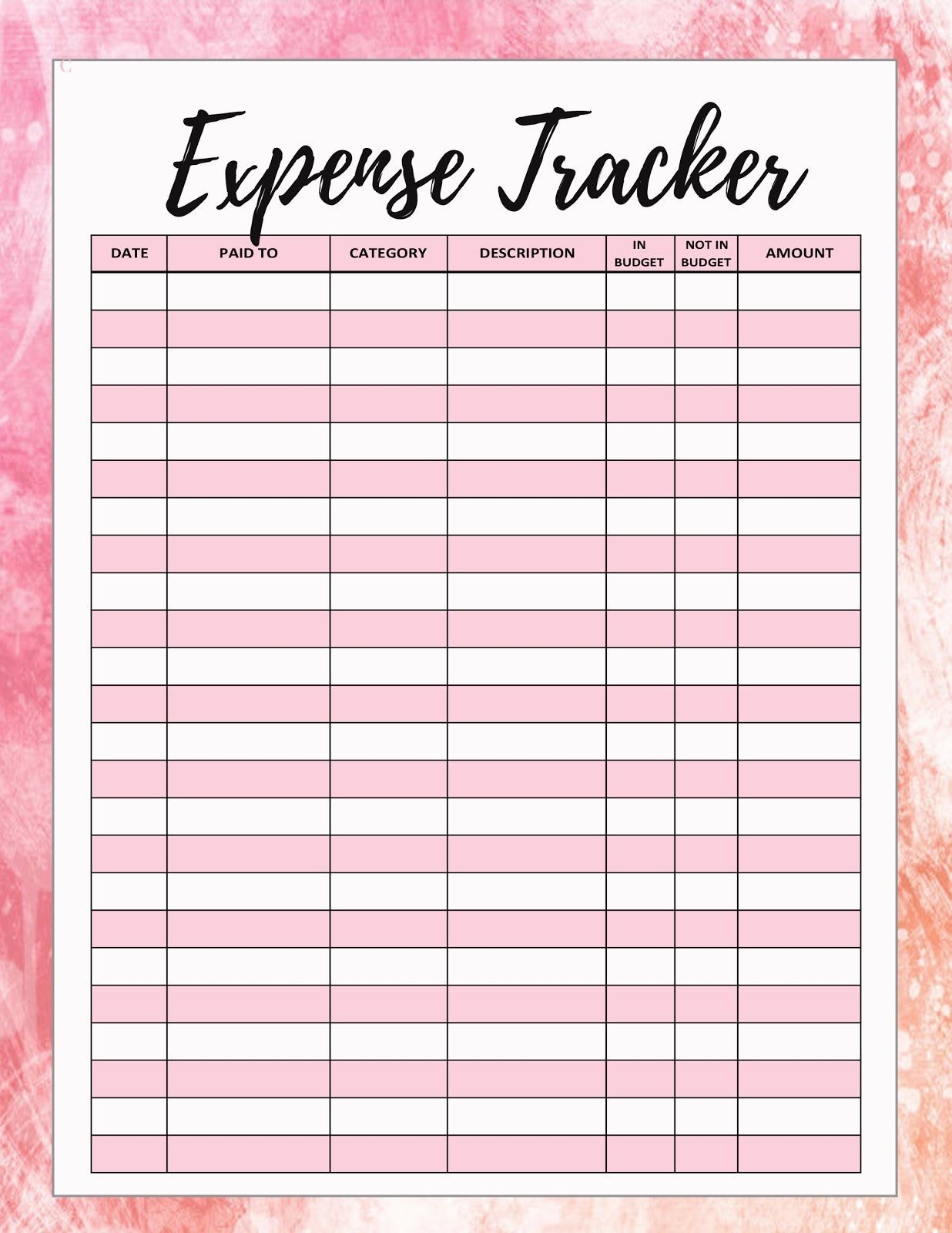 2020 Monthly Bill Planner Printable