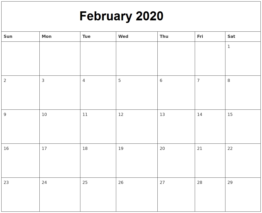 February 2020 Calendar Archives - Calendar School-Blank 2020 Calendar Uk Printable