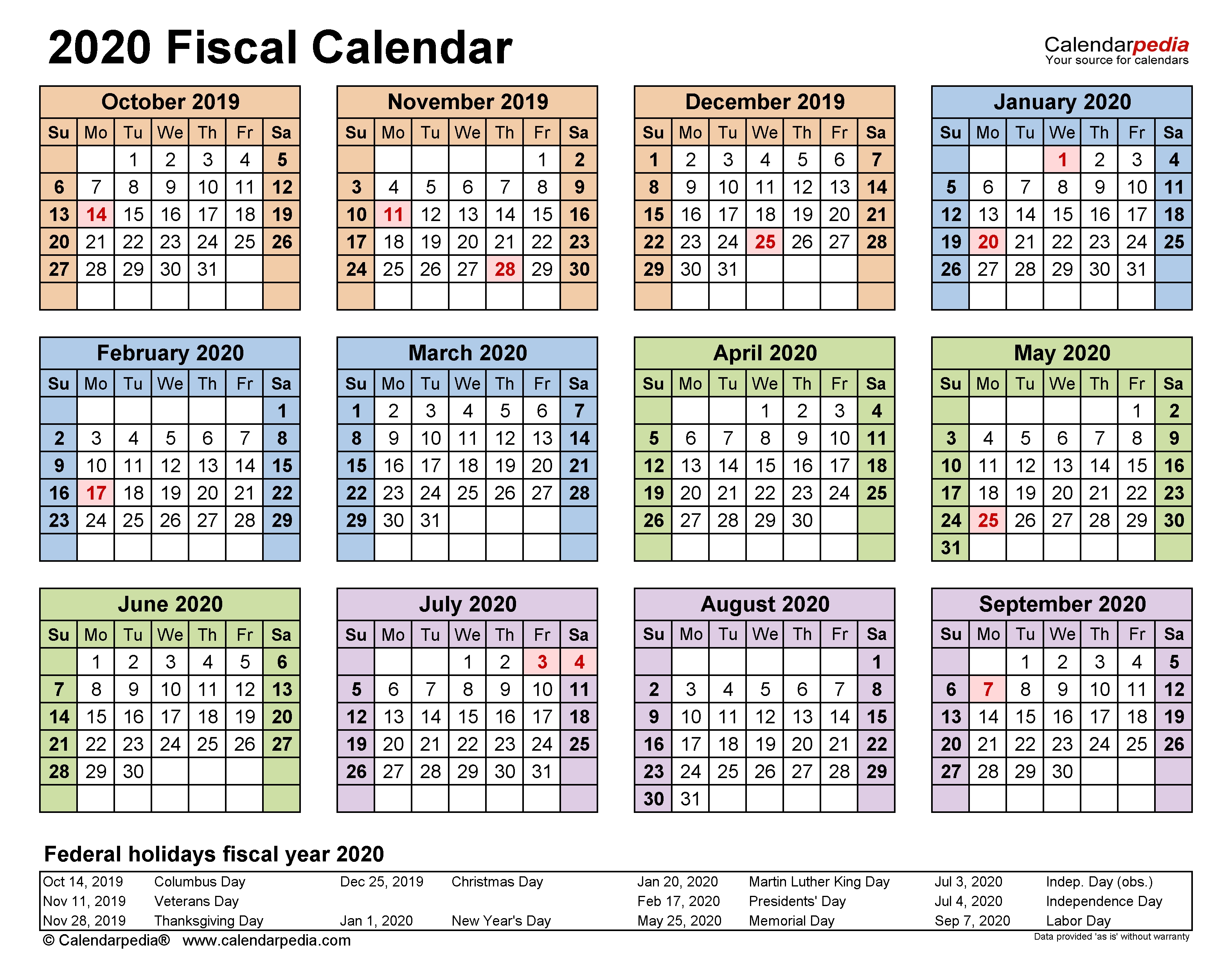 Fiscal Calendars 2020 - Free Printable Excel Templates-Payroll Calendar Template 2020