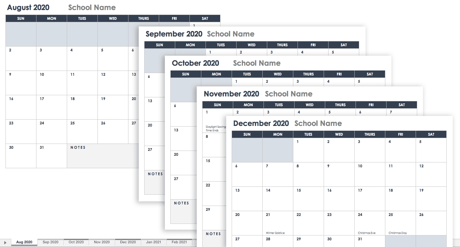Free Blank Calendar Templates - Smartsheet-Staff Calendar Template 2020