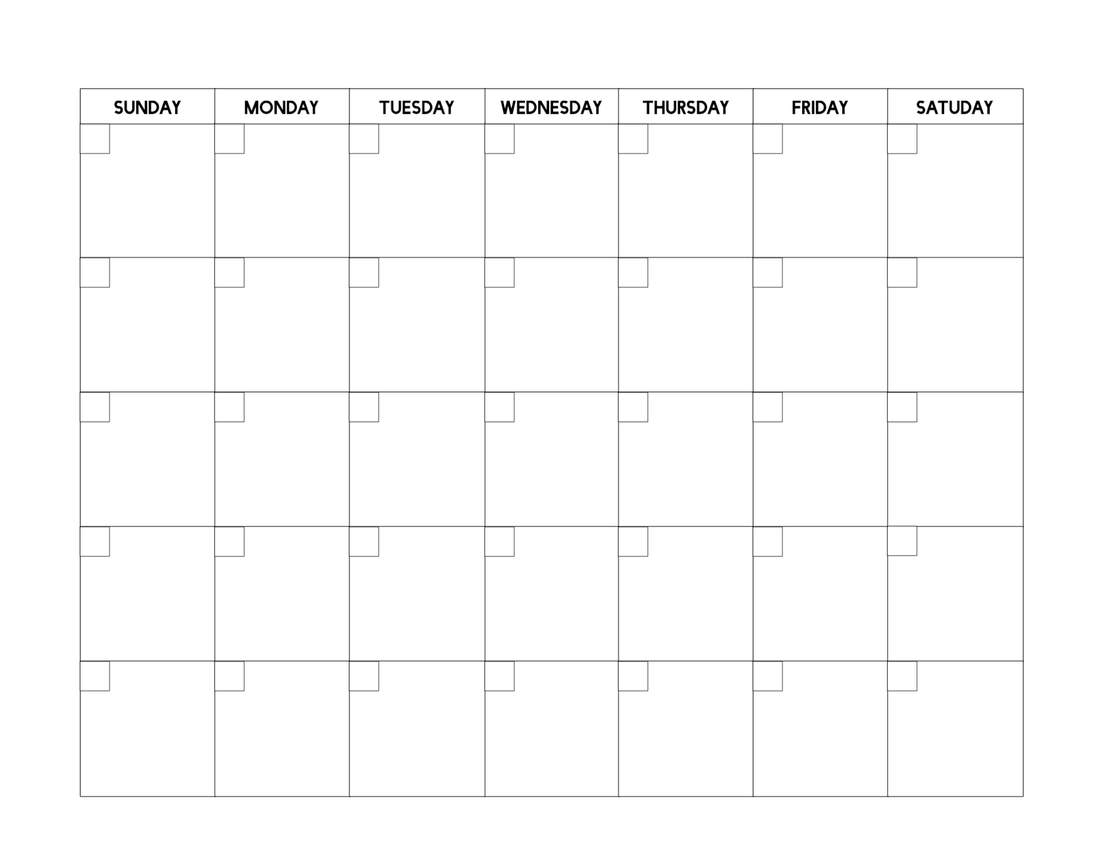 Blank Calendar Template No Dates Calendar Template Printable