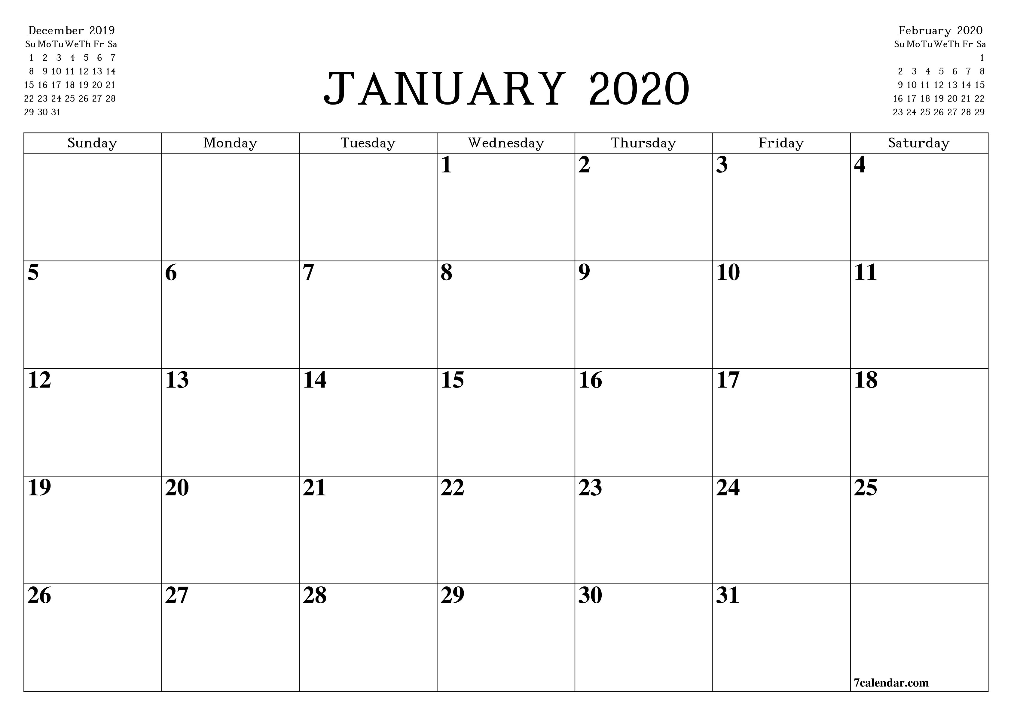 Free Printable Blank Monthly Calendar And Planner For-Blank Calendar December 2020 Letter Size